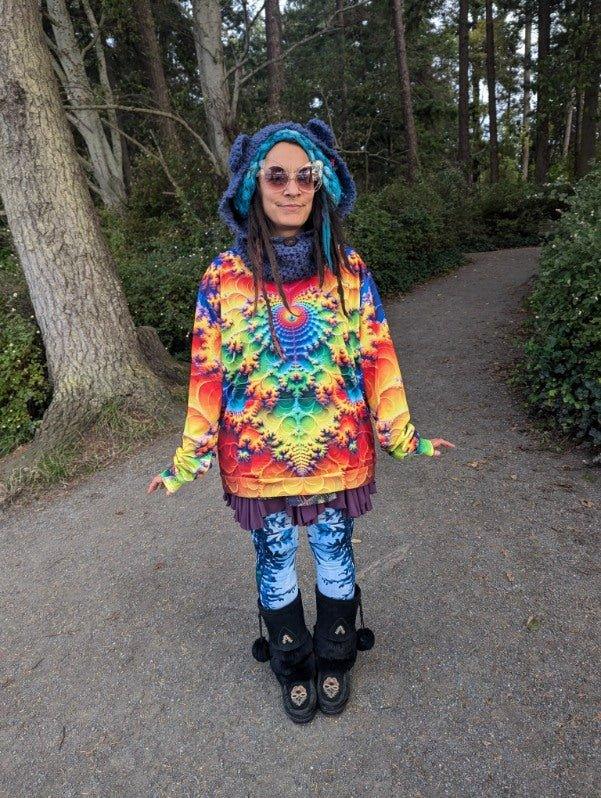 Colorful Heart Fractal Hoodie - Swaggy Clothing