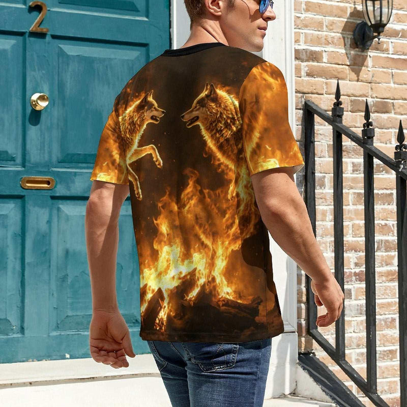 Fire Wolf T-Shirt - Swaggy Clothing