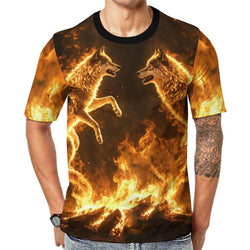 Fire Wolf T-Shirt - Swaggy Clothing