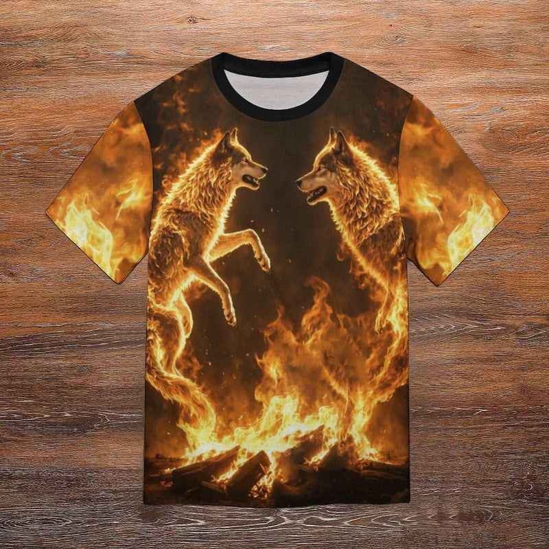 Fire Wolf T-Shirt - Swaggy Clothing