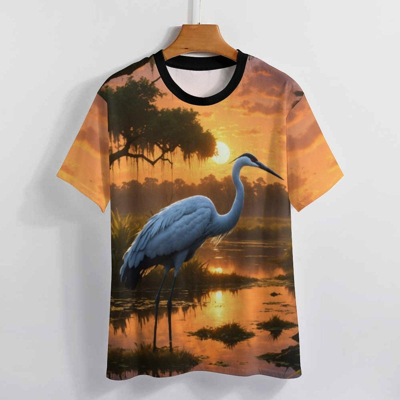 Mystical Crane Bird T-Shirt - Swaggy Clothing