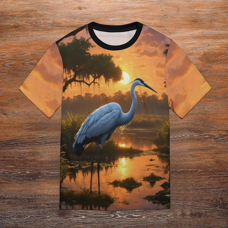 Mystical Crane Bird T-Shirt - Swaggy Clothing