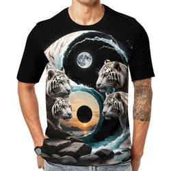 White Tiger Yin Yang T-Shirt - Swaggy Clothing