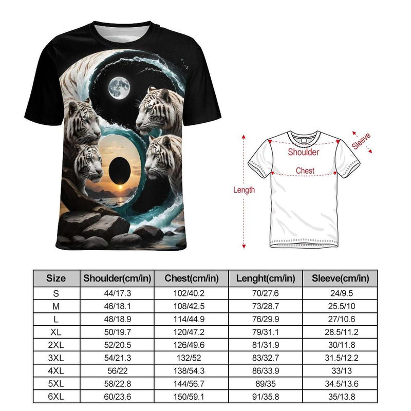 White Tiger Yin Yang T-Shirt - Swaggy Clothing