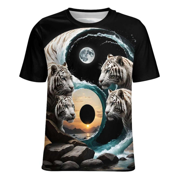 White Tiger Yin Yang T-Shirt - Swaggy Clothing