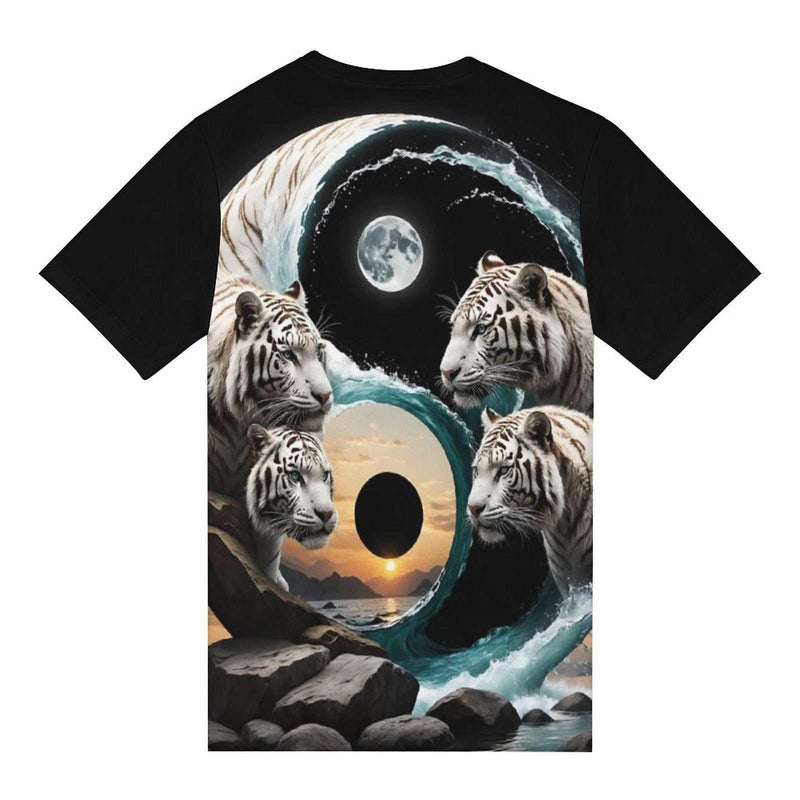 White Tiger Yin Yang T-Shirt - Swaggy Clothing