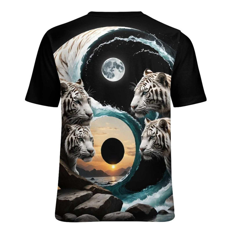 White Tiger Yin Yang T-Shirt - Swaggy Clothing