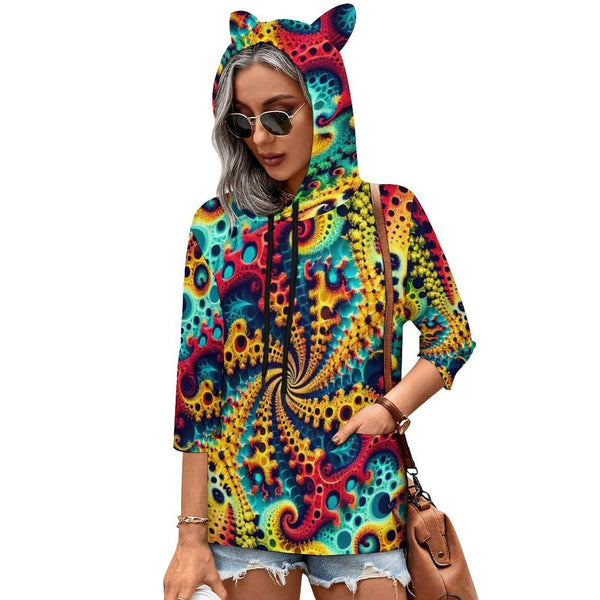 Women's psychedelic Fractal Hoodie - Swaggy Clothing