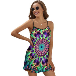 spaghetti strap fractal dress  - Swaggy Clothing